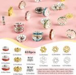 610PCS Rhinestone Spacer Beads: 6-10MM Gold Silver Rondelle Large Hole for DIY Jewelry - Image 3