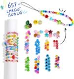 Phone Charm Making Kit | Acrylic Face, Star, Flower Beads, Alphabet Pony Beads - Image 3