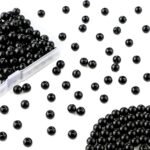 300PCS 6MM Black Glass Beads: Onyx Obsidian Style Round Gemstone for Jewelry Making