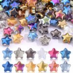 200PCS 8MM Iridescent Glass Star Beads for Jewelry Making, DIY Crafts