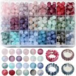 600PCS 10MM Frosted Glass Beads: 24 Colors Matte Crackle Round DIY Bracelet Jewelry - Image 2