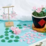 160PCS Flower Leaf Beads: Pink Petal, Green Leaf Charms for Jewelry Making Crafts - Image 2