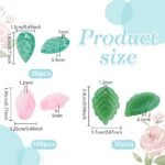 160PCS Flower Leaf Beads: Pink Petal, Green Leaf Charms for Jewelry Making Crafts - Image 4