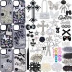 Black Junk Phone Case Charms Kit | Kawaii Bows, Pearls, Rhinestones, Statement Charms - Image 2