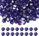Dark Blue Bicone Crystal Beads | 4MM Faceted Glass Spacer Beads for Jewelry Crafts