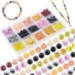 450PCS 6MM Yellow Black Glass Beads | 15 Style Round Halloween Fall DIY Jewelry - Image 2