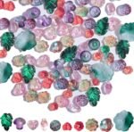 100PCS Flower Plant Glass Beads | 10 Styles Floral Spacer Beads for Bracelets, Jewelry DIY - Image 2