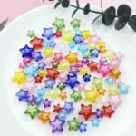 50PCS 19MM Aquamarine Acrylic Star Beads | Colorful Spacer Beads for DIY Bracelet Necklace Crafts - Image 3
