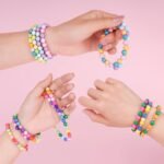 Faceted Pony Beads Kit: 2600PCS Rainbow Opaque Plastic Beads, Elastic String for DIY Jewelry - Image 2