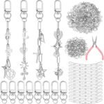 Gothic Keychain Making Kit | Silver Tone Charms, Clips, Rings, Pliers DIY Crafts - Image 2