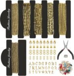 18K Gold Plated Stainless Steel Chain Kit | DIY Jewelry Making with Pendants, Charms, Pliers