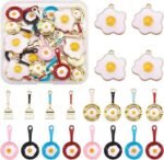 30PCS Food Pendant Charms: Frying Pan, Egg, Spatula Enamel Charms for Jewelry Making - Image 2