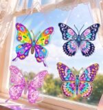 Butterfly Diamond Art Suncatcher Kit: DIY Gem Painting Window Hanging Craft (4PCS)
