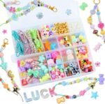 826PCS Bead Keychain Making Kit | Starfish, Butterfly, Alphabet Charms (DIY Jewelry Craft Set)