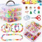 Kids Jewelry Making Kit: 1100PCS Beads, Charms, String, Scissors for DIY Bracelets