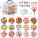 Kids Jewelry Making Kit: 1100PCS Beads, Charms, String, Scissors for DIY Bracelets - Image 2