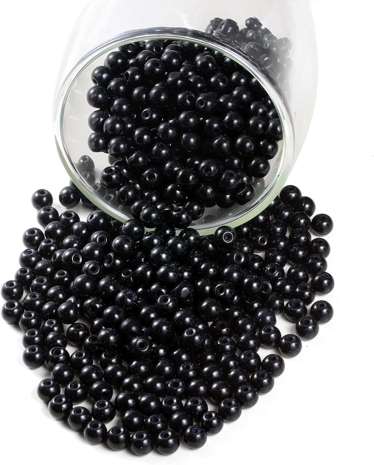 il_fullxfull.8404456962_f906.jpg 200PCS Black Glass Pearl Beads for Jewelry Making, Bracelets, Necklaces, DIY Crafts - Image 1