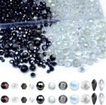 1000PCS Black White Glass Beads | Faceted Round Teardrop Crackle Craft Supplies - Image 2