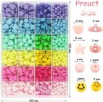 900PCS Candy Color Acrylic Beads | Heart, Star, Happy Face Pastel Beads for DIY Jewelry Crafting - Image 3