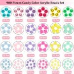 900PCS Candy Color Acrylic Beads | Heart, Star, Happy Face Pastel Beads for DIY Jewelry Crafting - Image 4