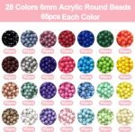 1820PCS 6MM Acrylic Round Beads | 28 Candy Colors for DIY Jewelry Crafts - Image 4