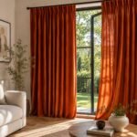 Orange Velvet Curtains | Luxury Window Panels | Blackout Curtain Panel | Modern Living Room Bedroom Window Decor - Image 9