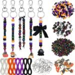 Halloween Bead Keychain Making Kit | Cross, Skull, Pony Clay Beads, DIY Craft Supplies - Image 2