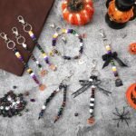 Halloween Bead Keychain Making Kit | Cross, Skull, Pony Clay Beads, DIY Craft Supplies