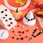 203PCS Halloween Skull Beads: Skeleton, Lava Rock, Turquoise, Rose, Cross Charms - Image 4
