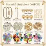 366PCS Gold Carabiner Keychain Making Kit | DIY Bag Charm Supplies - Image 2