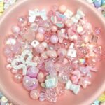 50G Pink Acrylic Beads | Kawaii Flower, Star, Bow, Heart DIY Jewelry Making