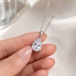 Teardrop CZ Necklace | Dainty Water Drop Pendant Necklace | Bridal Wedding Jewelry | Minimalist Gift For Her | Elegant Crystal Necklace - Image 6