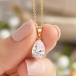 Teardrop CZ Necklace | Dainty Water Drop Pendant Necklace | Bridal Wedding Jewelry | Minimalist Gift For Her | Elegant Crystal Necklace - Image 4
