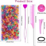 Glitter Hair Beads Kit for Braids | 1008PCS Pony Beads, Rubber Bands, Beaders, Comb, Clips - Image 2