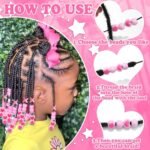 Pink Heart & Flower Hair Beads | Iridescent Acrylic Pony Beads for Braids - Image 5