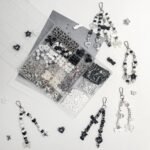 521PCS Black Acrylic Bead Keychain Making Kit | DIY Bag Charm Supplies (Women's Craft Set)
