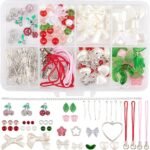Phone Charm Strap Making Kit | Cherry Bow Pearl Heart Leaf Beads DIY Keychain Accessories - Image 5