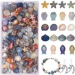 650PCS Ocean Themed Glass Beads | Sea Inspired Shell, Starfish, Fish DIY Jewelry Making Kit - Image 2