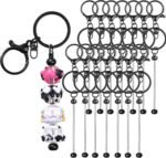 15PCS Black Beadable Keychain Bars DIY Keychain Making Supplies Beading Bag Charms Jewelry Crafts