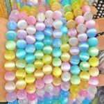 60PCS 6MM Colorful Selenite Gypsum Crystal Stone Beads for Jewelry Making DIY Bracelet Crafts