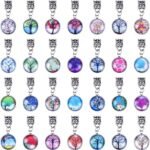 50PCS European Style Beads, Silver Plated Spacer Beads, Colorful Crystal Life Tree Pendant - Image 3