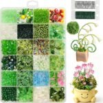 DIY Beaded Plant Kit: Green Glass Crystal Beads, Faux Moss Suncatcher Craft Set