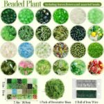 DIY Beaded Plant Kit: Green Glass Crystal Beads, Faux Moss Suncatcher Craft Set - Image 2