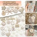 Gold White Flower Rhinestone Heart Bow Charms Kit (DIY Phone Case) - Image 3