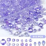 Purple Glass Beads Assorted Shapes Faceted Crystal for Jewelry Making Crafts - Image 2