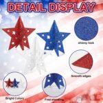 Labor Day Wooden Stars | Red White Blue Patriotic Decor | 6 Inch 3D Glitter Stars | Memorial Day Tiered Tray Table Decor - Image 3