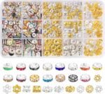 610PCS Rhinestone Spacer Beads: 6-10MM Gold Silver Rondelle Large Hole for DIY Jewelry - Image 2