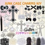 Black Junk Phone Case Charms Kit | Kawaii Bows, Pearls, Rhinestones, Statement Charms - Image 3