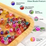 1350PCS 8MM Crackle Glass Beads | 48 Colors DIY Jewelry Kit (Round Crystal Style) - Image 2