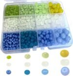 825PCS Glass Spacer Beads: Abacus Rondelle, 4 Sizes, Transparent Blue Green DIY Jewelry - Image 2